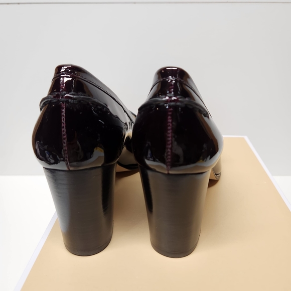 Mk Glossy Bayville loafer patent Leather plum wine color Heel 2.75 in - Picture 4 of 12